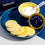 The flavour profile of Kaluga Hybrid caviar is incredibly delicate and buttery, with a subtle hint of the sea and a glistening finish. These marvellous beads boast a mellow, rich, and buttery flavour, making them suitable for every occasion.