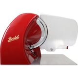 Compact Berkel Home Line HL250 electric slicer in iconic red with a 25cm precision blade for professional-quality slicing.